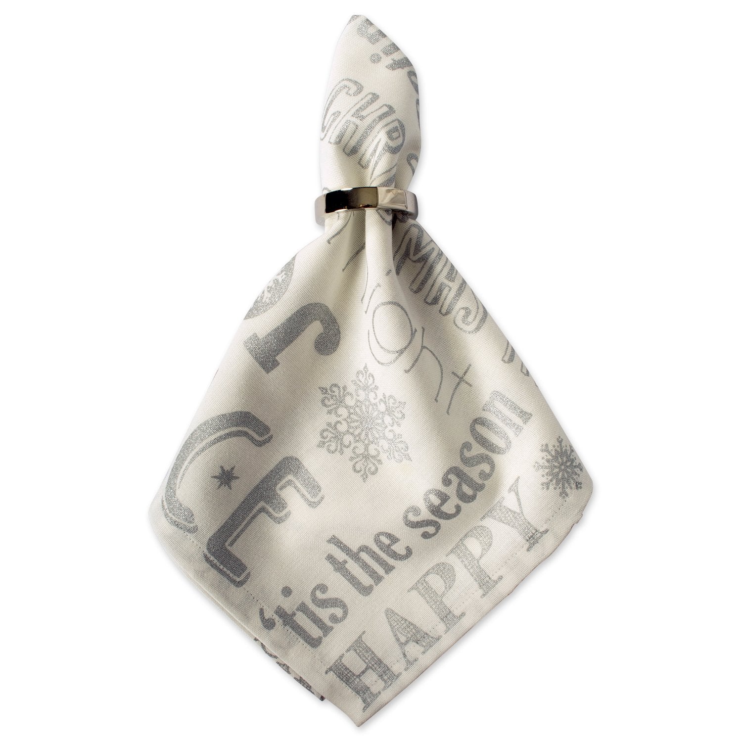 Dii Holiday Dining Table Linen Metallic Fabric Kitchen D  Cor, Christmas Napkin Set, 20X20, Silver Holiday Collage, 6 Piece